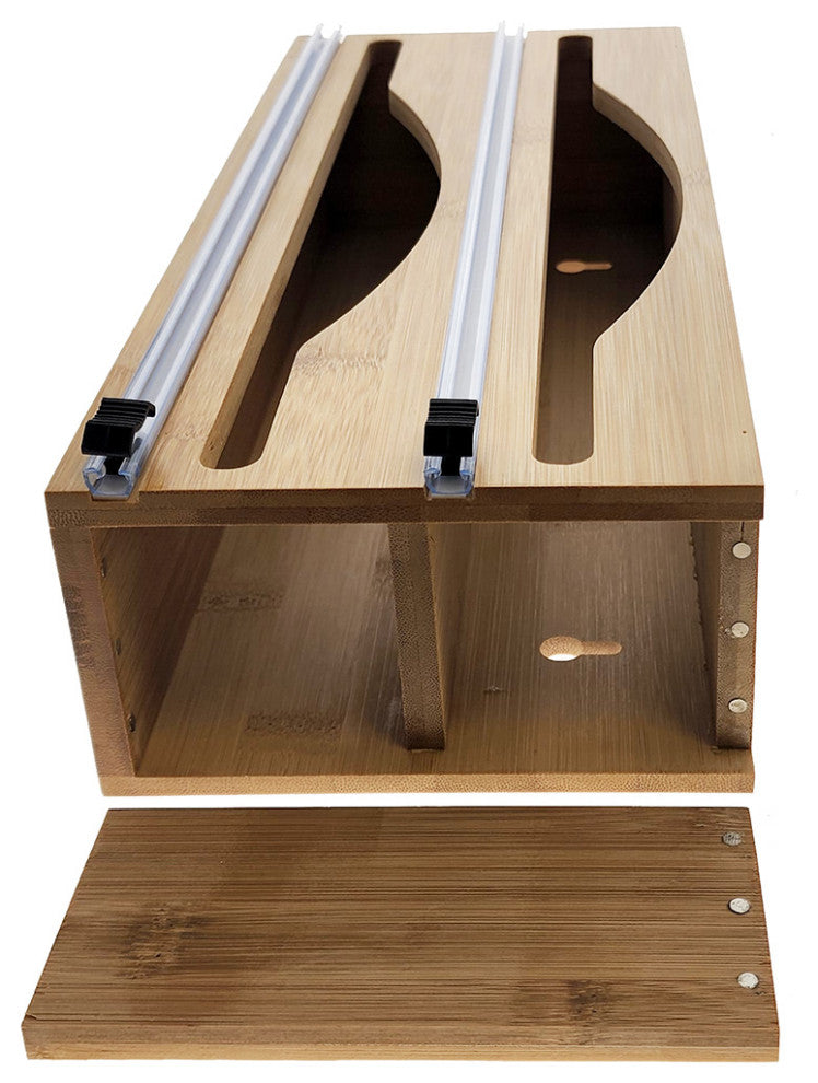 OnDisplay Luxe Bamboo Plastic Wrap/Wax Paper/Aluminum Foil Dispenser for Drawer