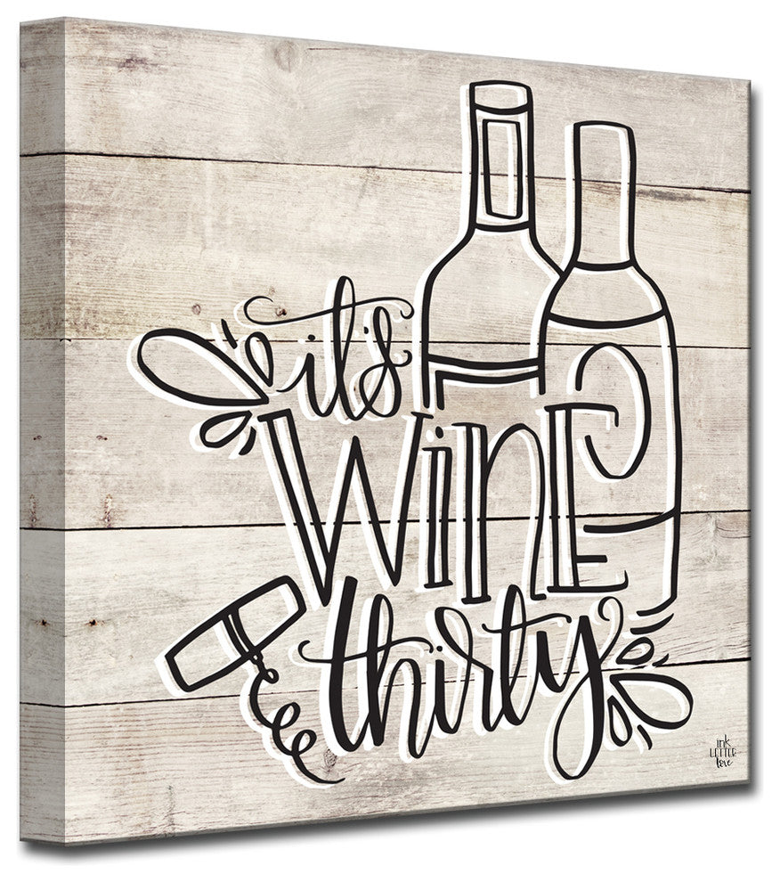 Ready2HangArt ''Wine Thirty'' by Ink Letter Love Canvas Art, 12"x12"