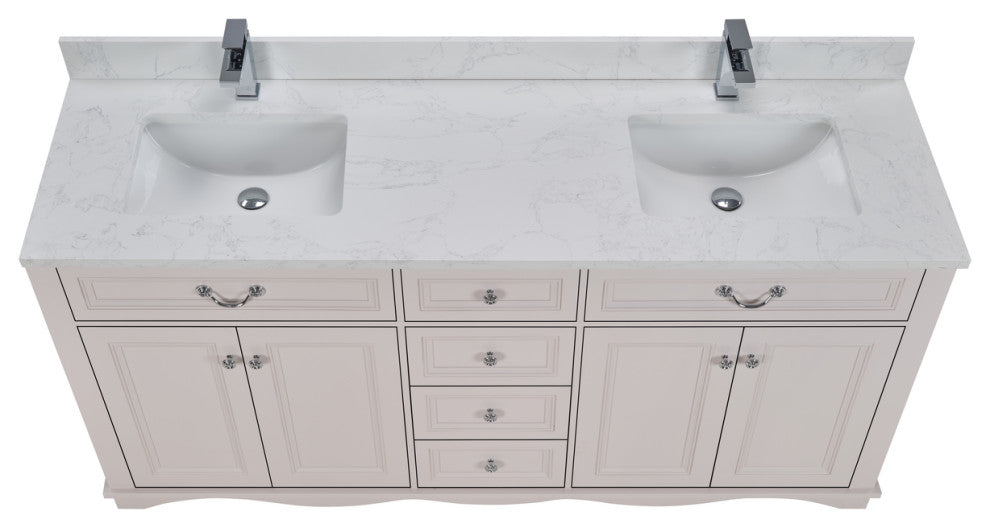 Legion Furniture WS2512 Series Bathroom Sink Vanity, Dreamy White, 72", Artificial Stone Top, Double Sink