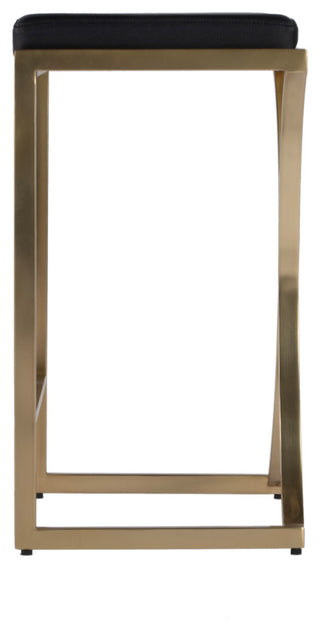 Natalya 24" Counter Stool, Black Leather