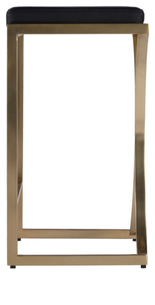 Natalya 24" Counter Stool, Black Leather