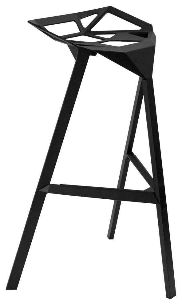 Mod Made Geometric Aluminum Modern Barstool, Set of 2, Black