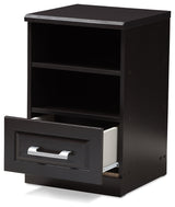 Odelia Moderm, Contemporary Wenge Brown 1-Drawer Nightstand