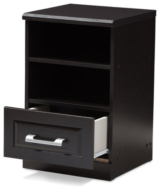 Odelia Moderm, Contemporary Wenge Brown 1-Drawer Nightstand