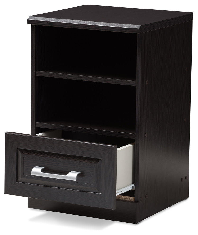 Odelia Moderm, Contemporary Wenge Brown 1-Drawer Nightstand