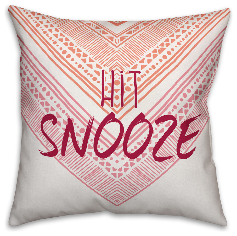 Hit Snooze Pink and Orange Spun Poly Pillow, 18x18