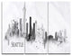 "Seattle Black Silhouette" Metal Wall Art, 3 Panels, 36"x28"