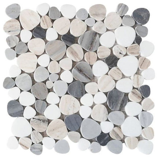 Marble Pebbles Mosaics Heart Shape Tile, Pebble Beach, Floors Walls
