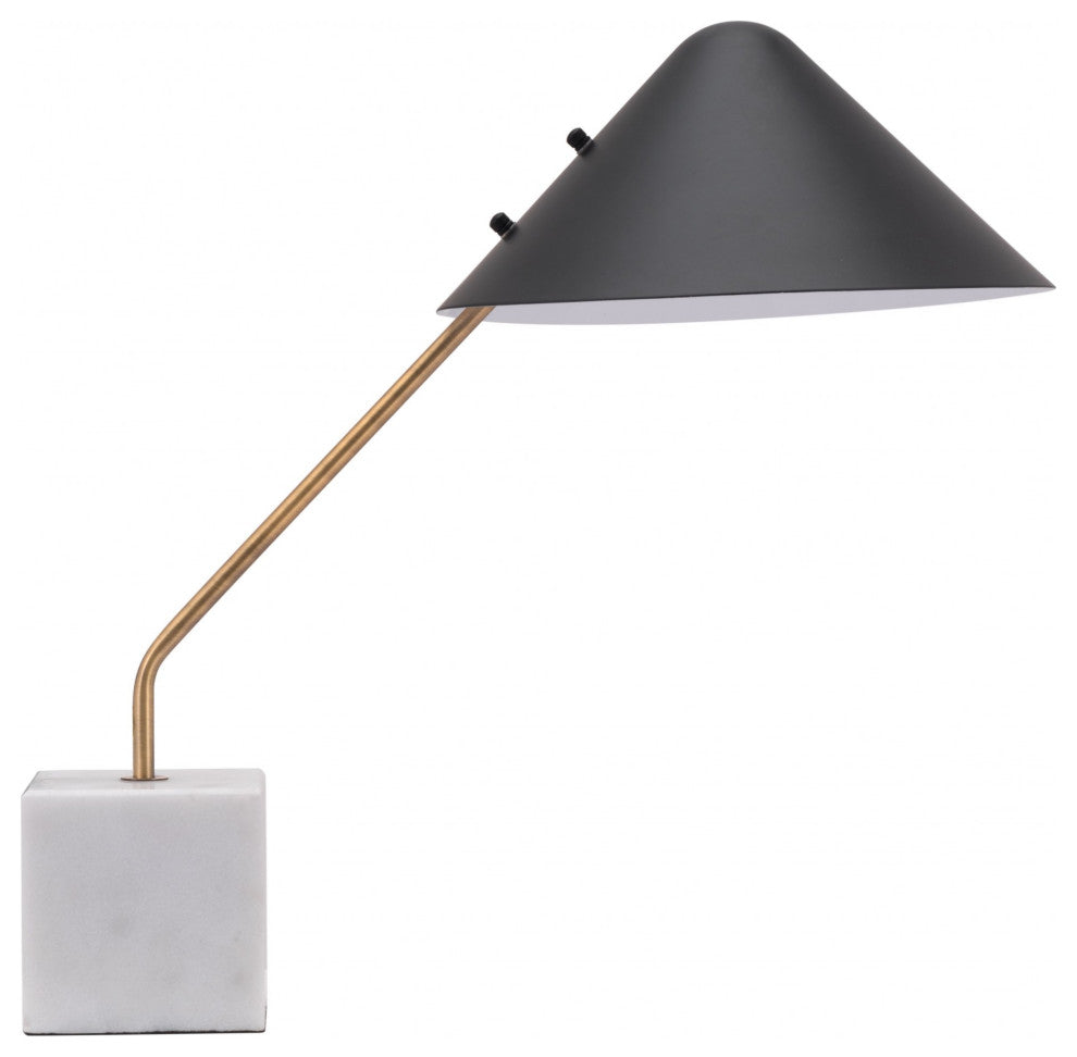 Black Gold and Marble Table or Desk Lamp