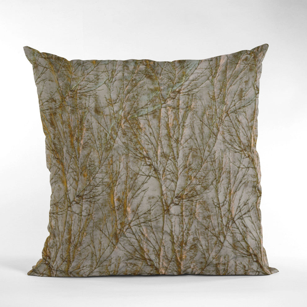 Patina Yarns Shiny Fabric With Twig Pattern Luxury Throw Pillow, 12"x20"