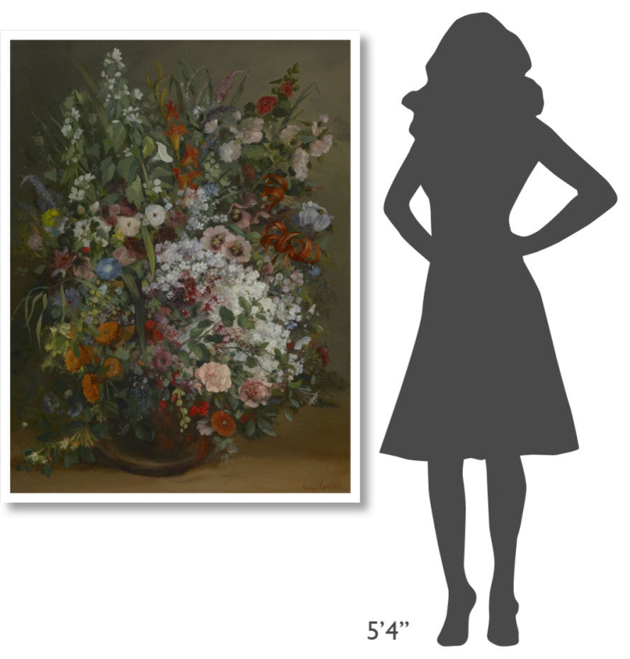 "Bouquet of Flowers in a Vase" Digital Paper Print by Gustave Courbet, 38"x50"