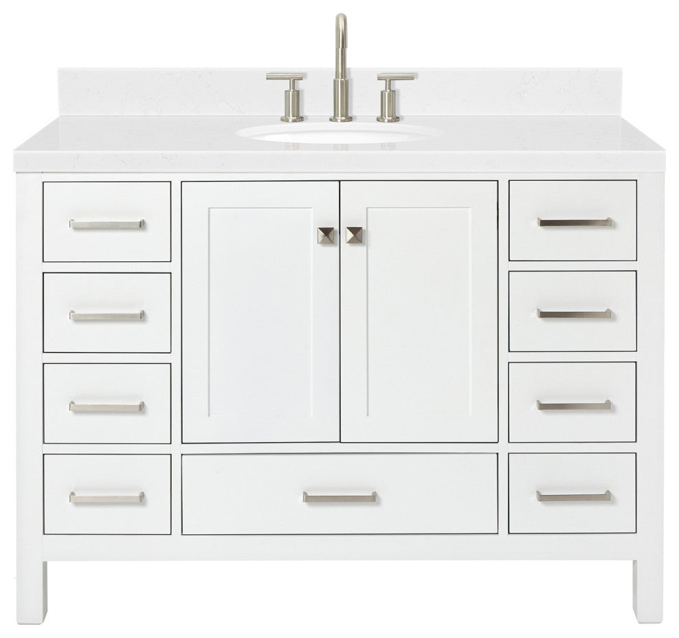 Ariel Cambridge 48" Single Oval Sink Vanity, Carrara Quartz