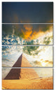 Egyptian Pyramid under Cloudy Skies, Landscape Canvas Art, 28"x48", 4 Panels