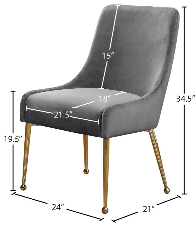 Owen Velvet Dining Chair, Set of 2, Gray
