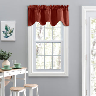 Lisa Solid 58" x 15" Lined Scallop Valance, Red