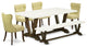 6-Piece Set, 4 Chairs-Top Table and Small Bench, Linen White and Jacobean