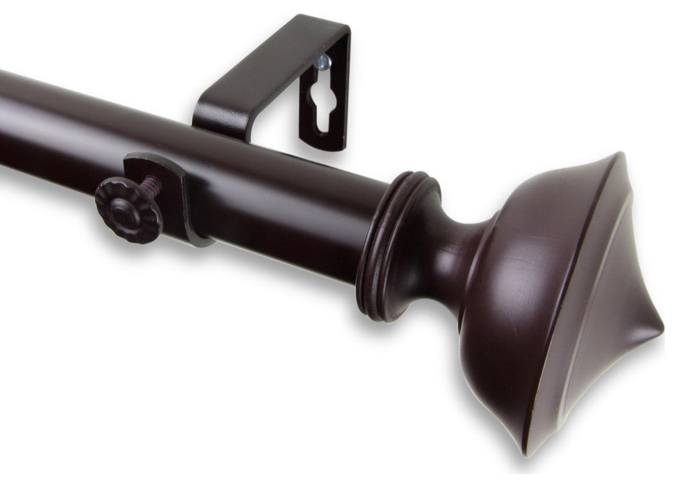 Leopold 1" Curtain Rod 28-48", Black, Mahogany, 160-240"