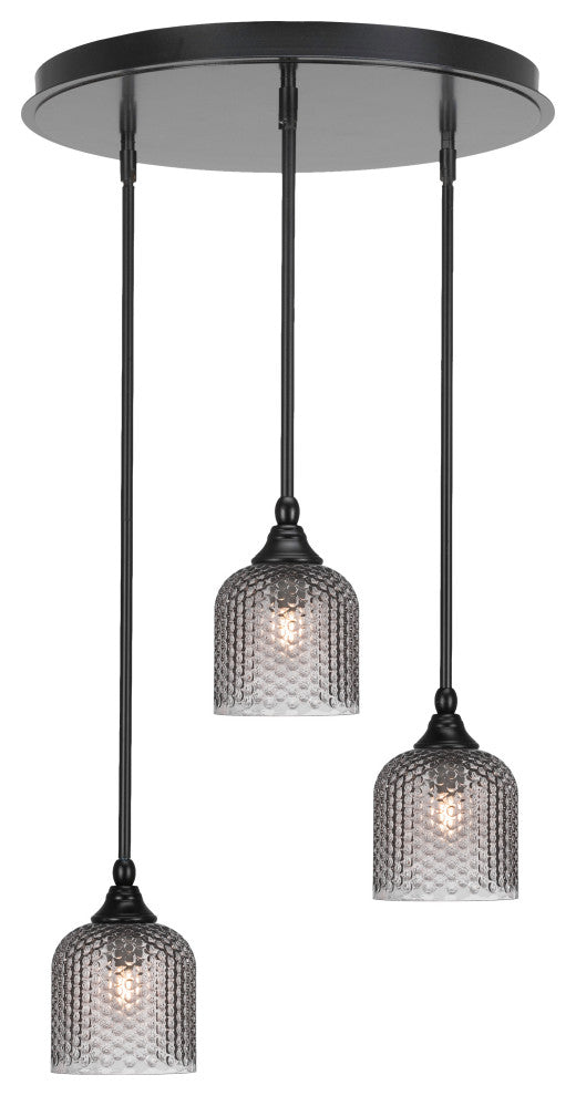 Empire 3-Light Cluster Pendalier, Matte Black/Smoke Textured