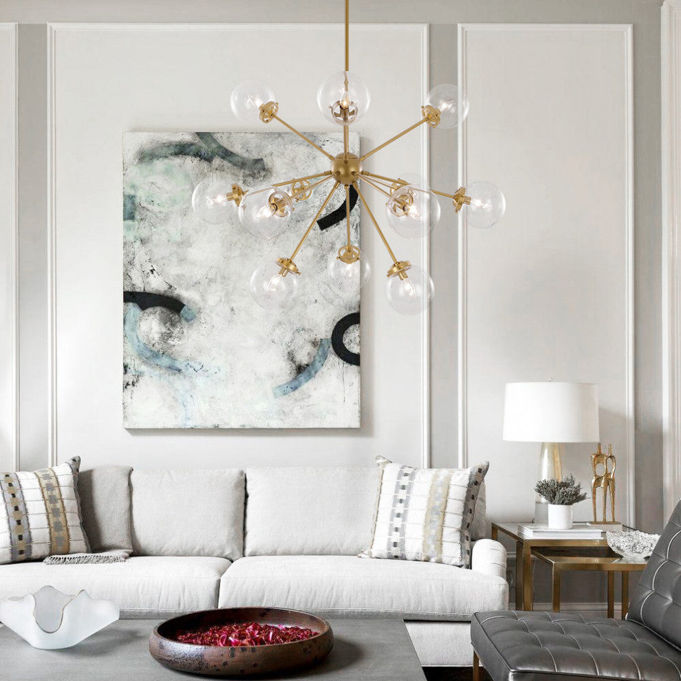 12-Light Modern Bubble Sputnik Chandelier, Brass