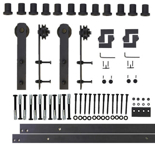 Sliding Barn Door Hardware for Double Door, Straight Design, 16'