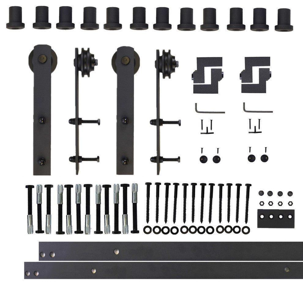 Sliding Barn Door Hardware for Double Door, Straight Design, 16'