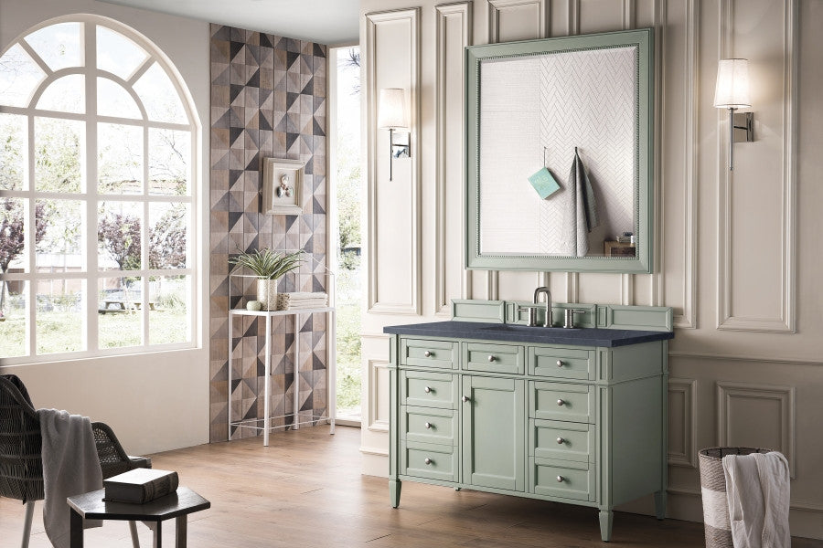 Brittany 48" Sage Green Vanity, Charcoal Soapstone Quartz Top