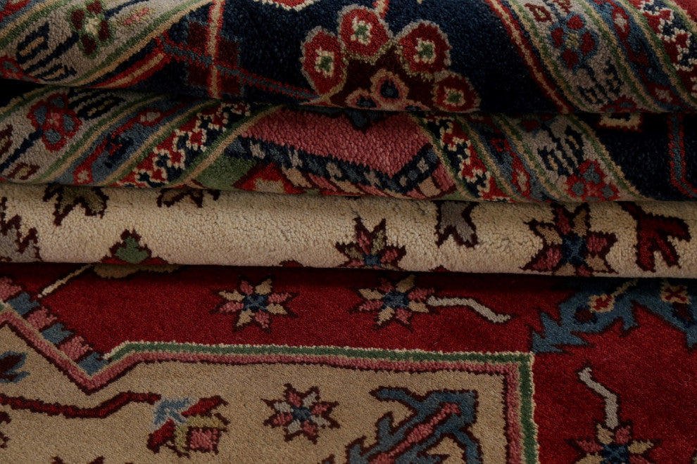 Carpet Handmade Indian Heriz Oriental Traditional Area Rug, Red, 17'11"x12'0
