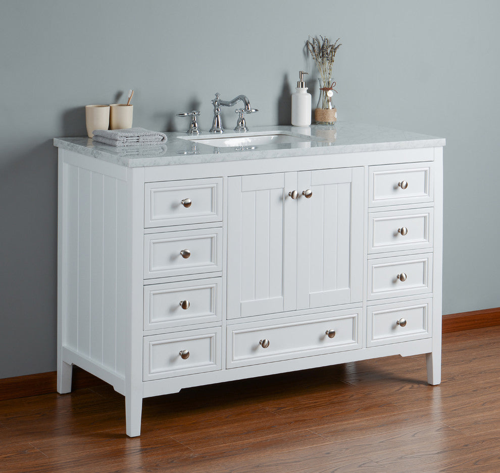 Stufurhome New Yorker Bathroom Vanity, White, 48"