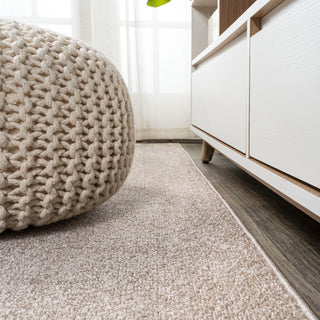 Haze Solid Low-Pile Runner Rug, Beige, 2'x8'