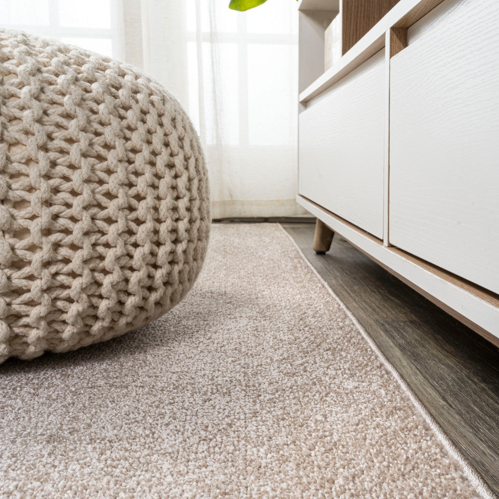 Haze Solid Low-Pile Runner Rug, Beige, 2'x8'