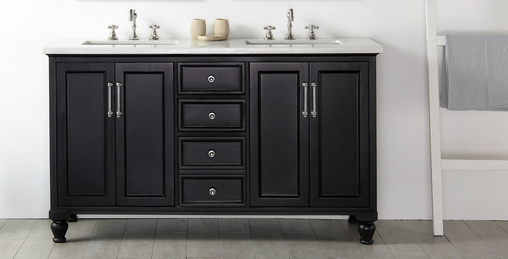 60" Wood Sink Vanity With Quartz Top-No Faucet