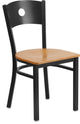 Dyersburg Metal Chair Black Circle Back, Natural Wood Seat