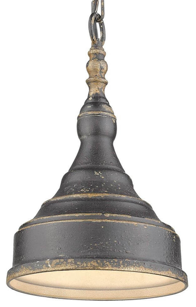 1 Light 9" Pendant, Antique Black Iron