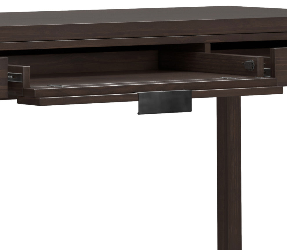Hollander Solid Wood Wide Desk, Warm Walnut Brown