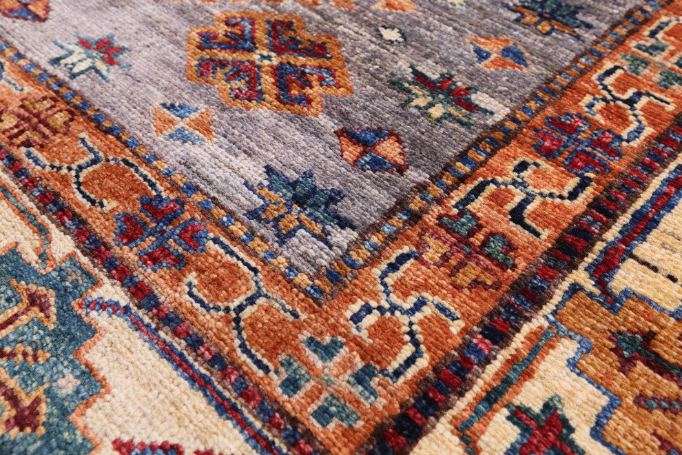 5' 6" X 8' 3" Super Kazak Geometric Hand Knotted Rug - Q12346