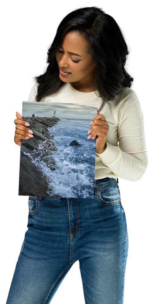 Splashing on the Jetty Landscape Photo Unframed Wall Art Print, 8" X 10"
