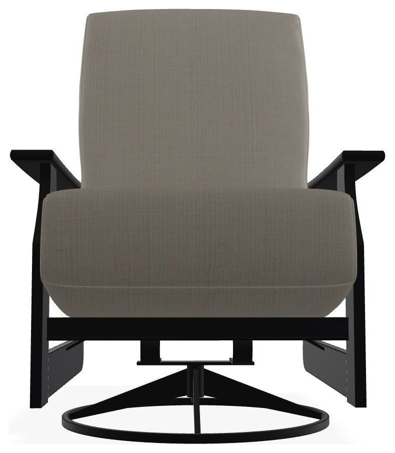 St. Catherine Deep Seat Outdoor Swivel Rocker, Stone Linen/Black