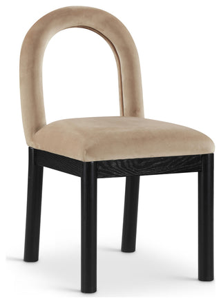 Conrad Upholstered Dining Chair, Beige, Velvet, Black Finish