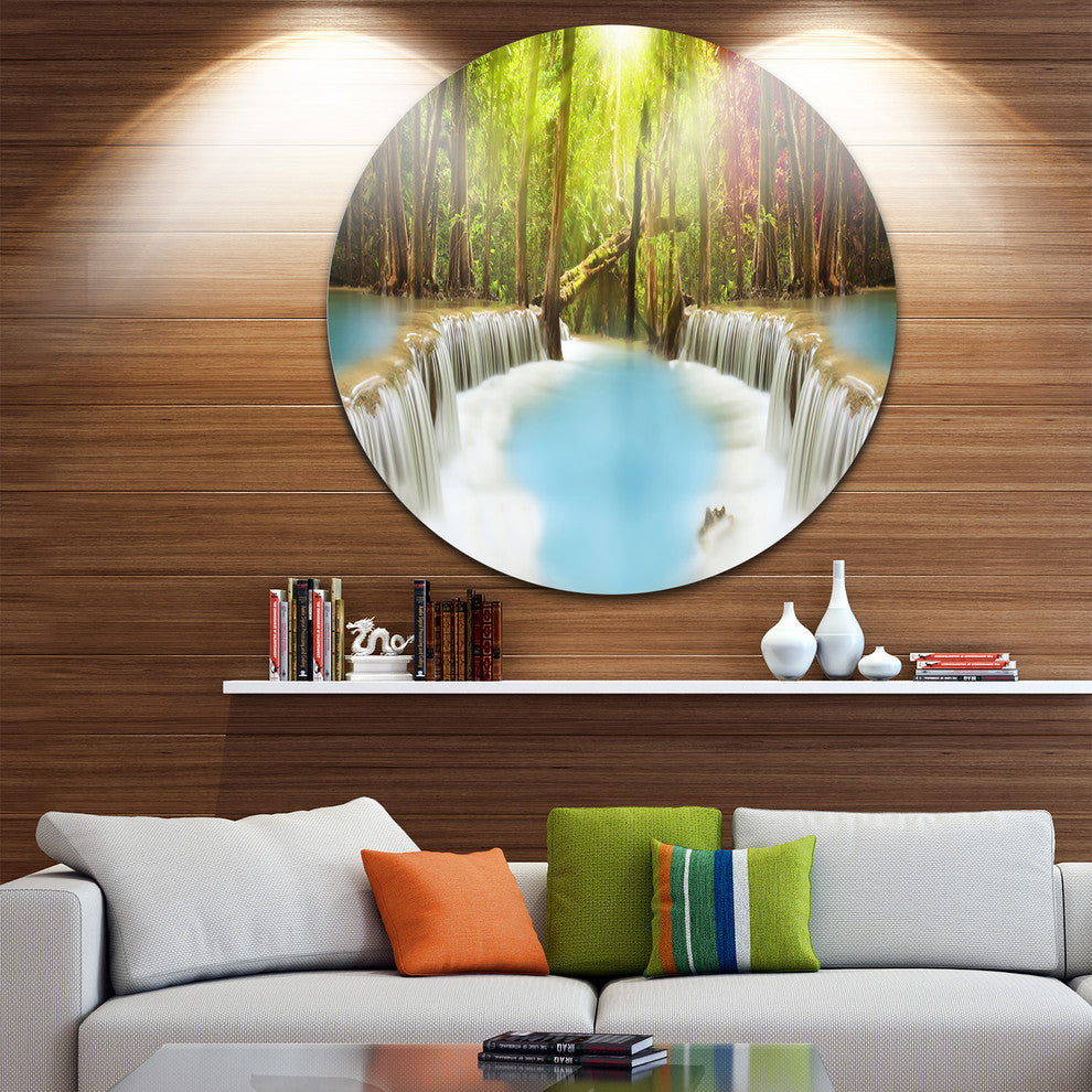 Huai Mae Kamin Waterfall, Photography Disc Metal Artwork, 11"
