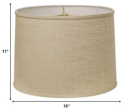 15" Light Wheat Throwback Drum Linen Lampshade