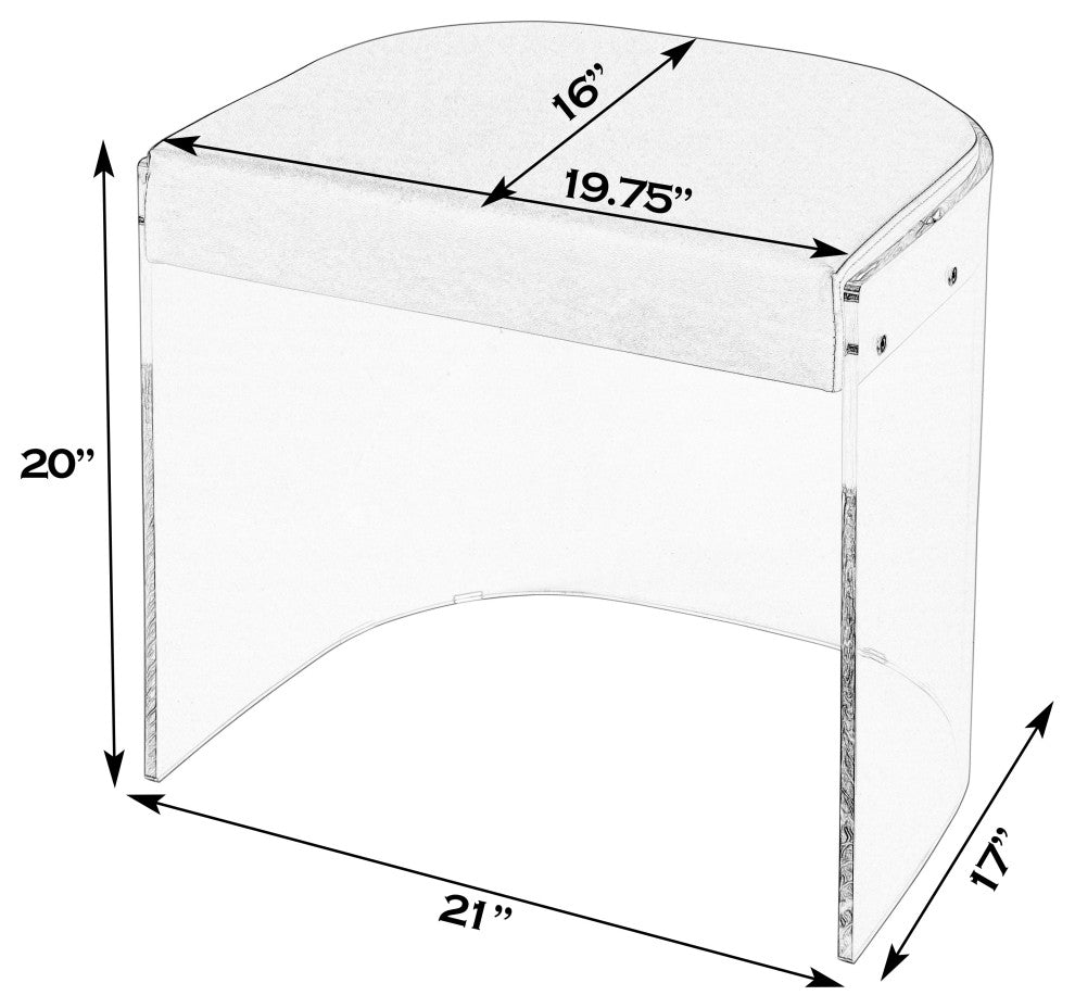 Solara 20" Seat Height Acrylic, Upholstered Accent Stool