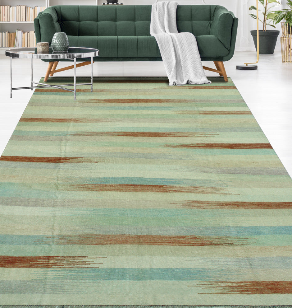 Sun Faded Flatweave Laureen Rust/Ivory Rug, 9'6 x 13'10