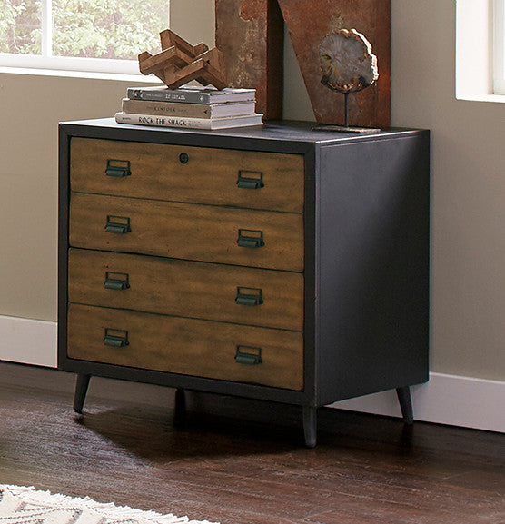 Mid-Century Wood Lateral File, Storage File Drawer, Fully Assembled, Black