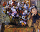 Edgar Degas A Woman Seated Beside a Vase of Flowers Wrapped Canvas, 20"x25"