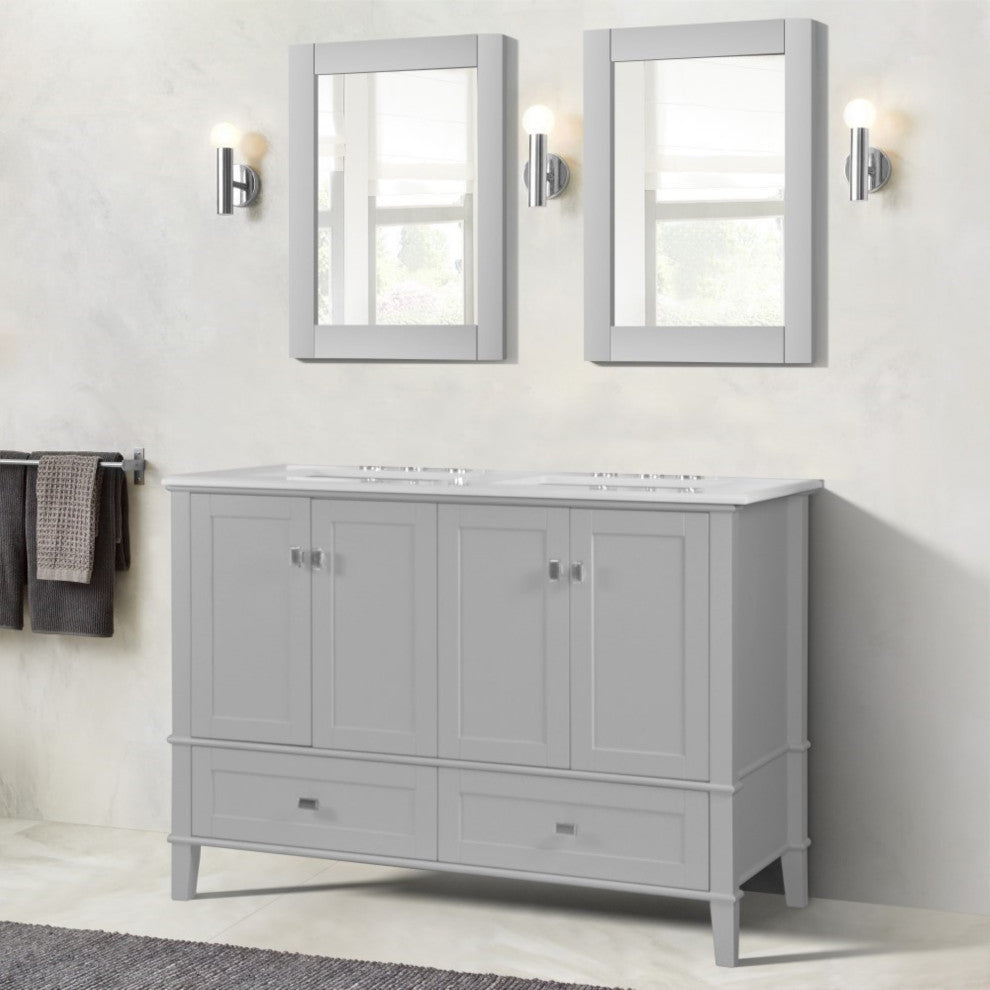 49" Double Vanity, Light Gray With Engineered Stone Top