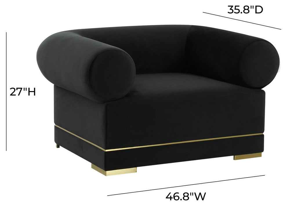 Ricardo Black Velvet Accent Chair