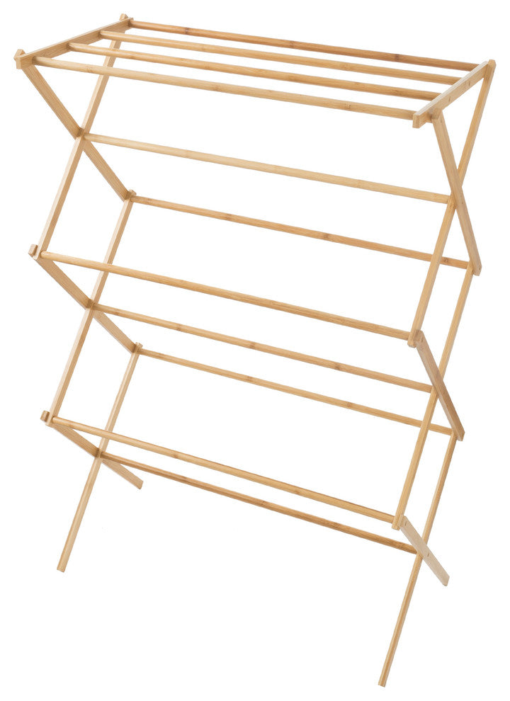 Bamboo Clothes Drying Rack- Collapsible and Compact By Lavish Home