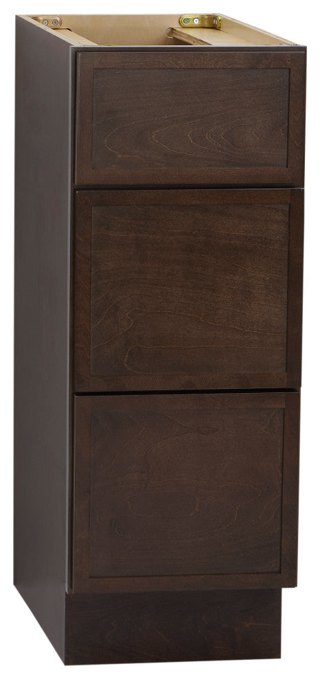 Vanity Art Birch Plywood Single Base Storage Cabinet, Brown, 12 Inch (3 Drawers)