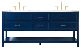 Sally 72" Double Bathroom Vanity, Blue