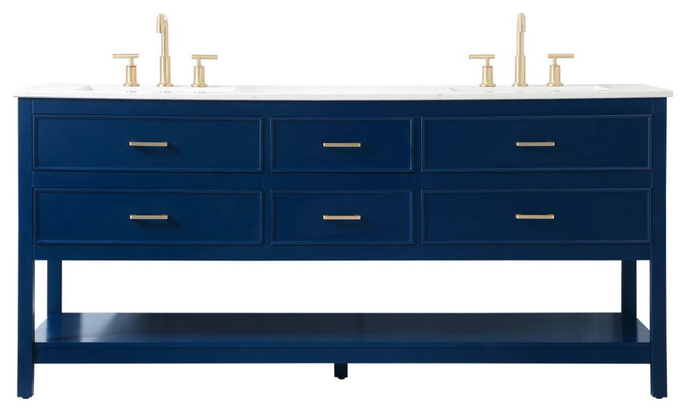 Sally 72" Double Bathroom Vanity, Blue